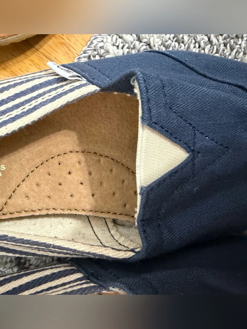 TOMS Navy Canvas Stripe Slip-On Shoe